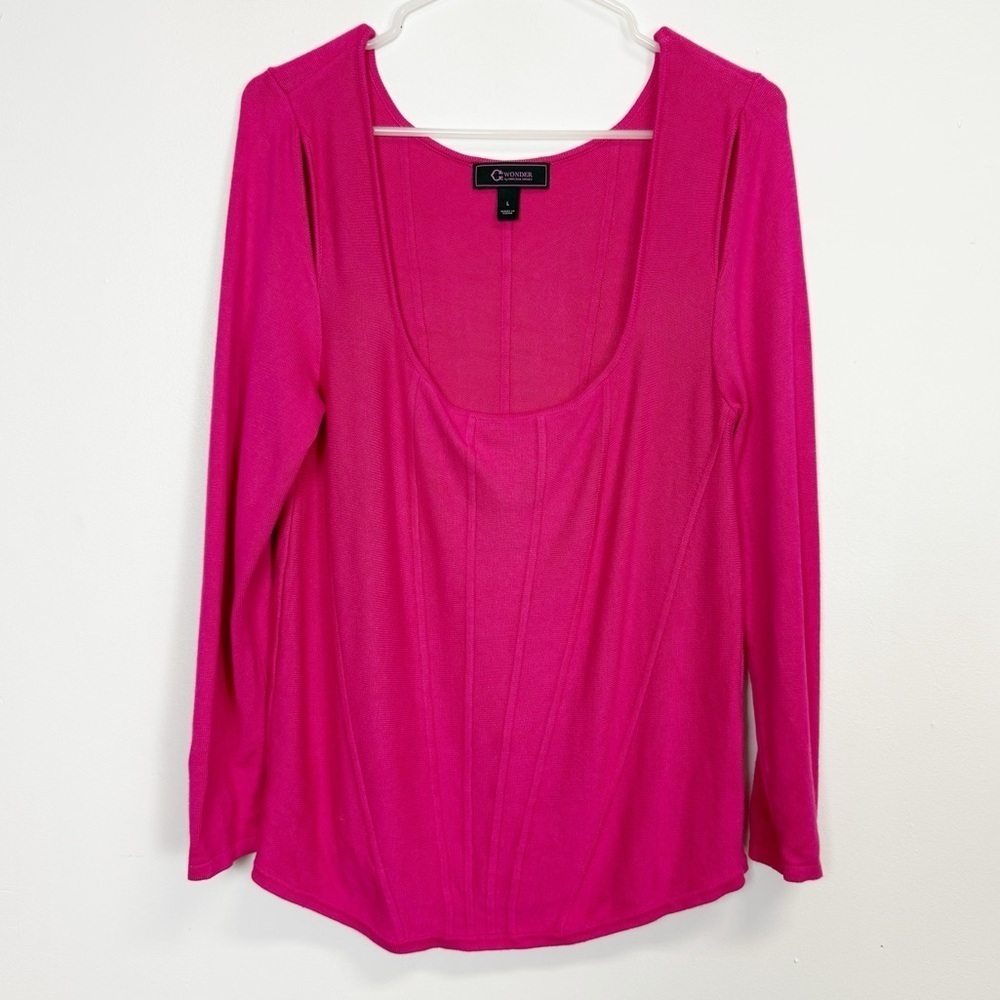 C Wonder Sweater Womens Size Large Pink Scoop Neck Cutouts